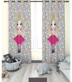 پرده نوپه هوم Nope Home مدل مخمل پانچی طرح دختر سایز 140x280
