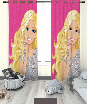 پرده نوپه هوم Nope Home مدل مخمل پانچی طرح باربی سایز 140x280