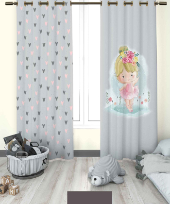 پرده نوپه هوم Nope Home مدل مخمل پانچی طرح دختر سایز 140x280