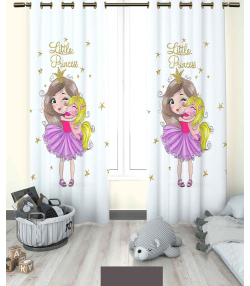 پرده نوپه هوم Nope Home مدل مخمل پانچی طرح دختر و یونیکورن سایز 140x280