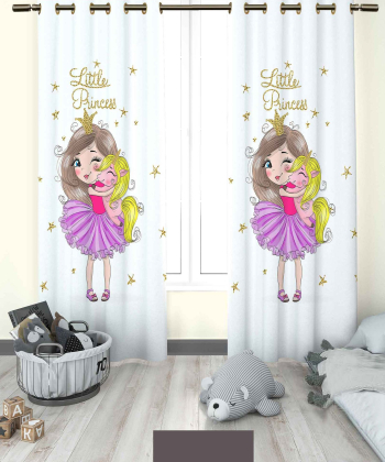 پرده نوپه هوم Nope Home مدل مخمل پانچی طرح دختر و یونیکورن سایز 140x280