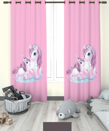 پرده نوپه هوم Nope Home مدل مخمل پانچی طرح یونیکورن سایز 140x280