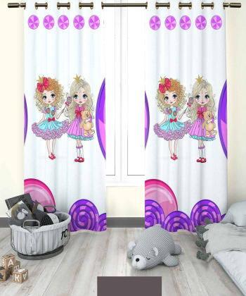پرده نوپه هوم Nope Home مدل مخمل پانچی طرح دختر سایز 140x280