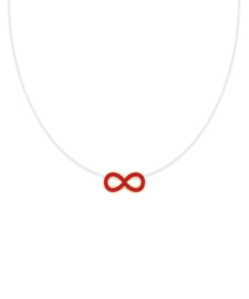 گردنبند نخ نامرئی بی نهایت سه بعدی با میناکاری قرمز درریس Doris کدP5757