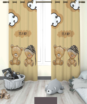 پرده نوپه هوم Nope Home مدل مخمل پانچی طرح خرس سایز 140x280