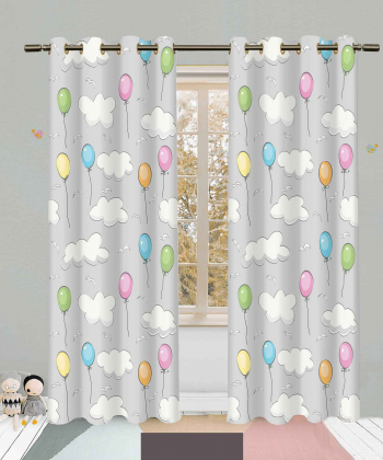 پرده نوپه هوم Nope Home مدل مخمل پانچی طرح بادکنک سایز 140x280