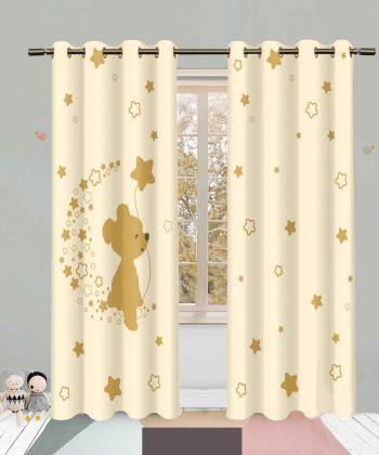 پرده نوپه هوم Nope Home مدل مخمل پانچی طرح خرس سایز 140x280