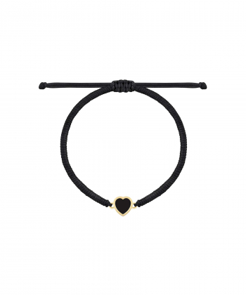 دستبند بافت مشکی قلب فیبوس با سنگ مشکی درریس Doris کدP5746