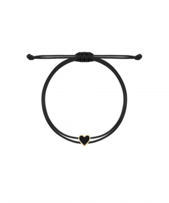 دستبند نخی مشکی قلب کوچک با میناکاری مشکی درریس Doris کدP5742