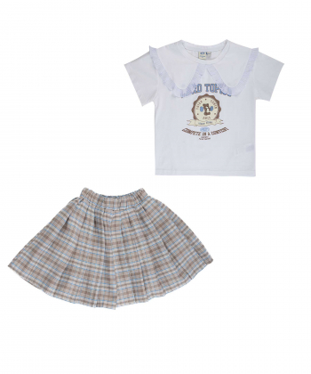 ست تیشرت و دامن نخی دخترانه جین وست مدل 426T1542