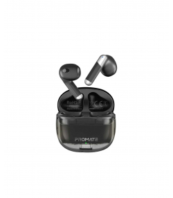 هندزفری بی سیم (ایربادز بلوتوث) پرومیت مدل TRANSPODS.BLACK با محفظه شفاف