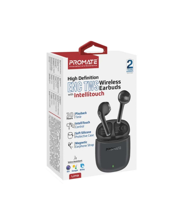 هندزفری بی‌سیم (ایربادز بلوتوث) پرومیت مدل LIMA.BLACK