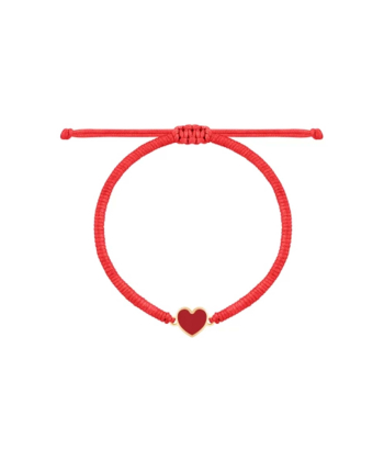 دستبند بافت قرمز قلب جاودان با میناکاری قرمز درریس Doris کدP5919