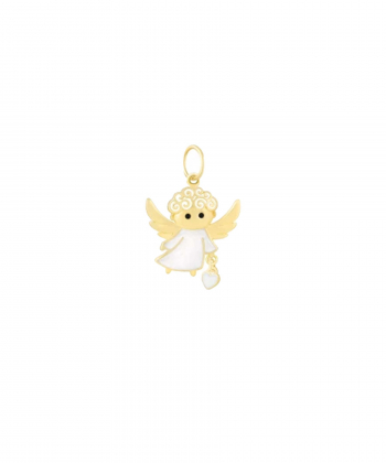 آویز فرشته نیکه با میناکاری سفید و قلب درخشان درریس Doris کدP5910