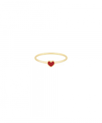 انگشتر قلب جاودان کوچک با میناکاری قرمز و رینگ مفتولی درریس Doris کدP5908