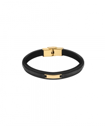 دستبند چرم دولایه مشکی با پلاک مستطیل درریس Doris کدP5898