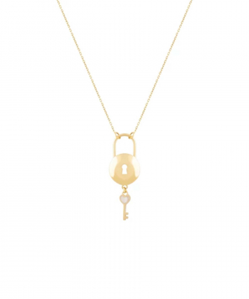 گردنبند Eternal lock با آویز کلید عشق سفید درخشان درریس Doris کدP5891