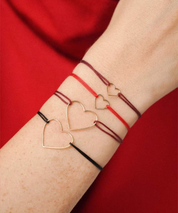 دستبند نخی مشکی قلب توخالی درریس Doris کدP5873