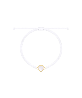 دستبند بافت سفید قلب فیبوس با سنگ سفید درریس Doris کدP5860