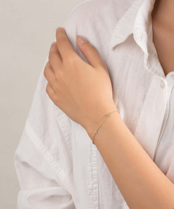 دستبند طلا زنجیری مینا کاری پنج ستاره پرسته Parasteh کد 479619