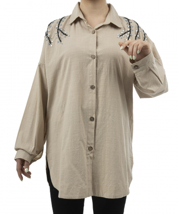 شومیز نخی آستین بلند زنانه شندی مدل 8181