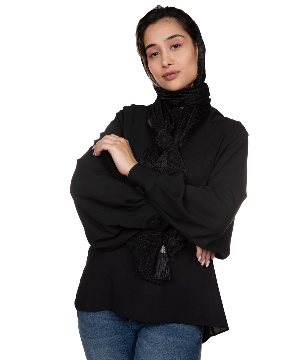 بلوز مجلسی زنانه یقه دراپه گردیه Gordye