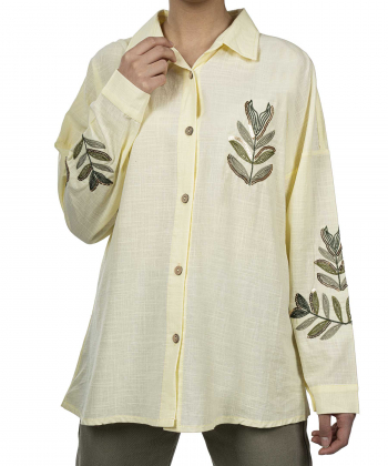 شومیز نخی آستین بلند زنانه شندی مدل 8175