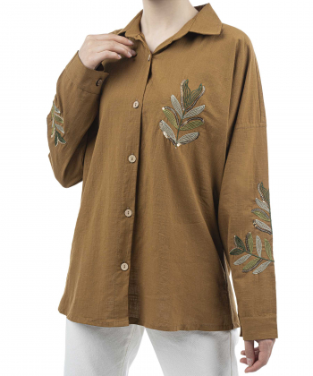 شومیز نخی آستین بلند زنانه شندی مدل 8175