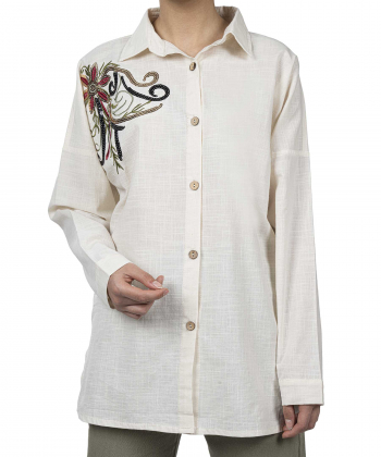 شومیز نخی آستین بلند زنانه شندی مدل 8177