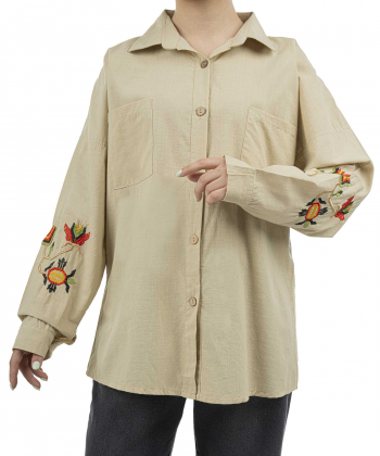 شومیز نخی آستین بلند زنانه شندی مدل 8121