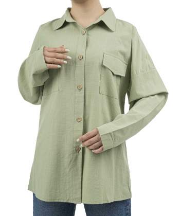 شومیز نخی آستین بلند زنانه شندی مدل 8120