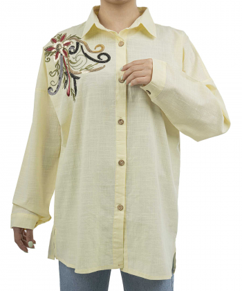 شومیز نخی آستین بلند زنانه شندی مدل 8177