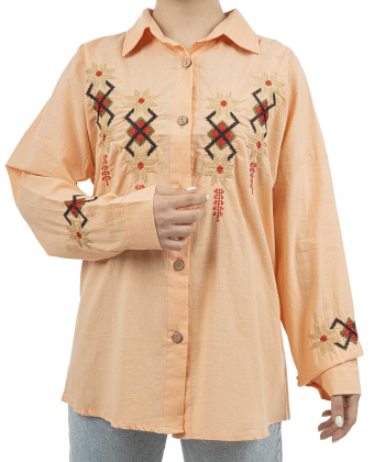 شومیز نخی آستین بلند زنانه شندی مدل 8123