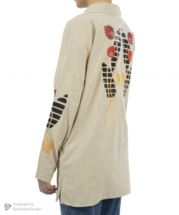 شومیز نخی آستین بلند زنانه شندی مدل 8159