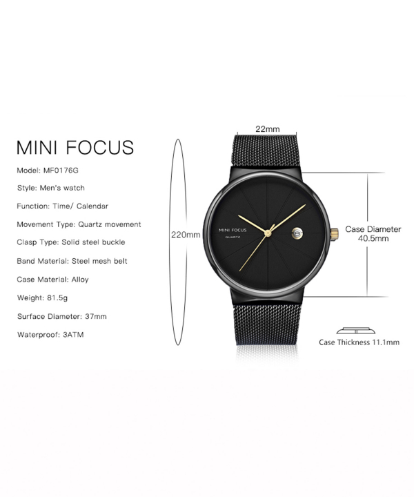 ساعت مچی عقربه‌ای مردانه مینی فوکوس Mini Focus مدل  MF0176G