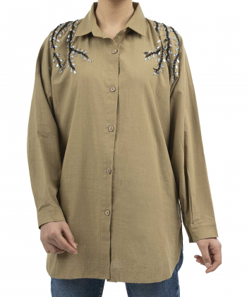 شومیز نخی آستین بلند زنانه شندی مدل 8181