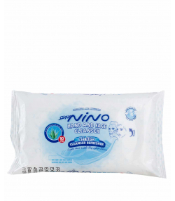 دستمال مرطوب پاک کننده دست و صورت نینو Nino بسته 10 عددی