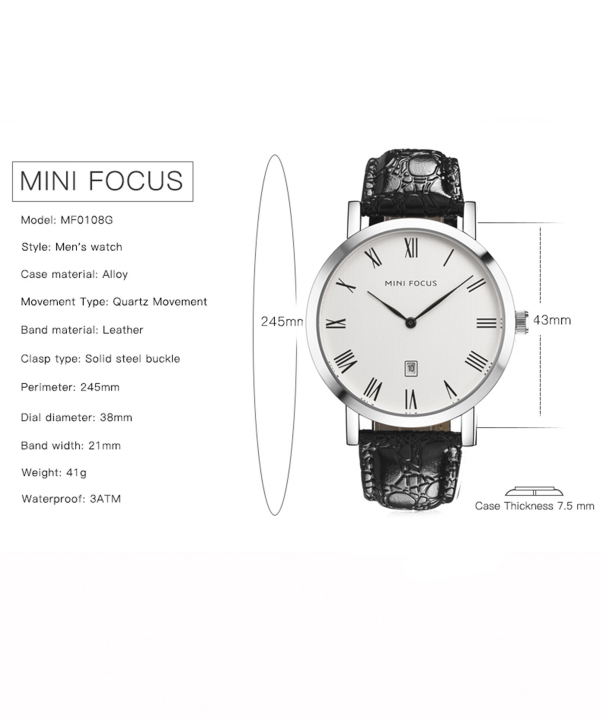 ساعت عقربه‌ای مردانه مینی فوکوس Mini Focus مدل MF0108G-WT