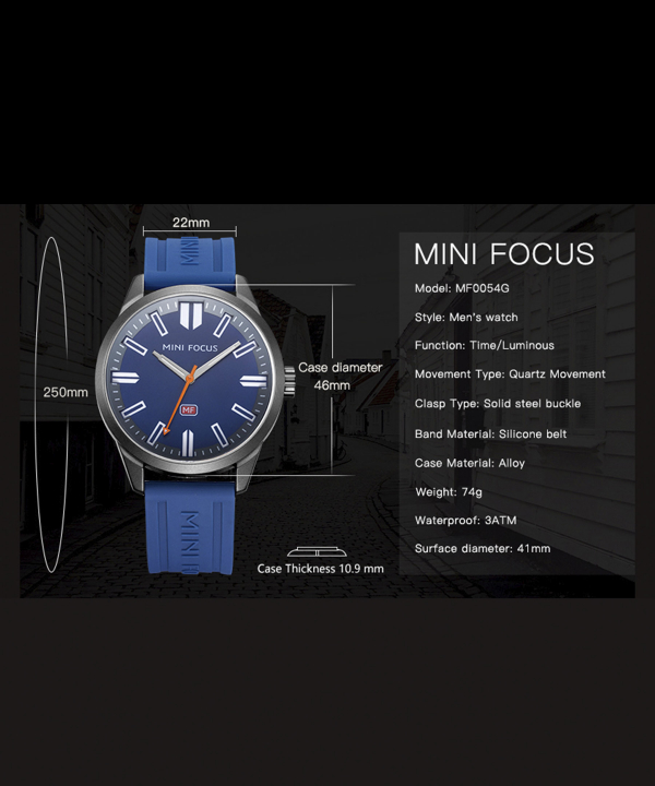 ساعت مچی عقربه‌ای مردانه مینی فوکوس Mini Focus مدل  MF0054G-BU