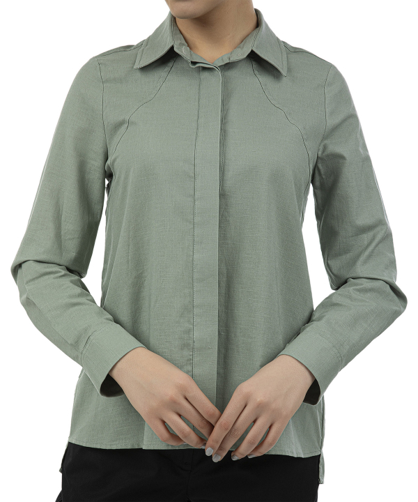شومیز لینن آستین بلند زنانه سرژه مدل MP-SE-207362