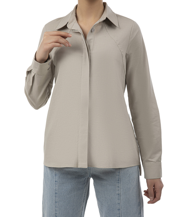 شومیز لینن آستین بلند زنانه سرژه مدل MP-SE-207362
