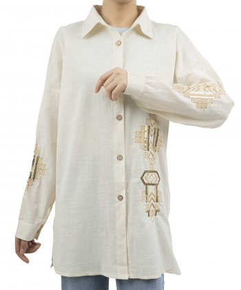 شومیز نخی آستین بلند زنانه شندی مدل 8189