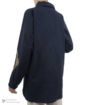 شومیز نخی آستین بلند زنانه شندی مدل 8189