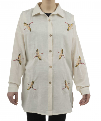 شومیز نخی آستین بلند زنانه شندی مدل 8188