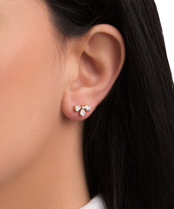 گوشواره طلا نگین دار گل مرینوس پرسته Parasteh کد 525549