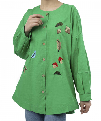 شومیز نخی آستین بلند زنانه شندی مدل 6926