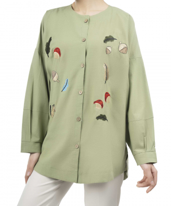 شومیز نخی آستین بلند زنانه شندی مدل 6926