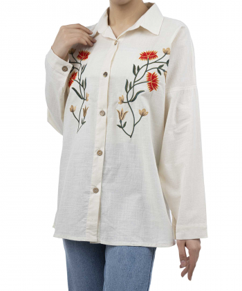 شومیز نخی آستین بلند زنانه شندی مدل 7160