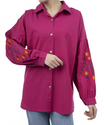 شومیز نخی آستین بلند زنانه شندی مدل 7069