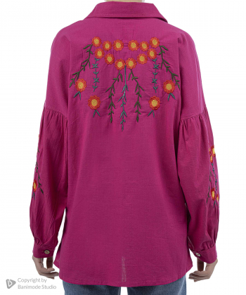 شومیز نخی آستین بلند زنانه شندی مدل 7069